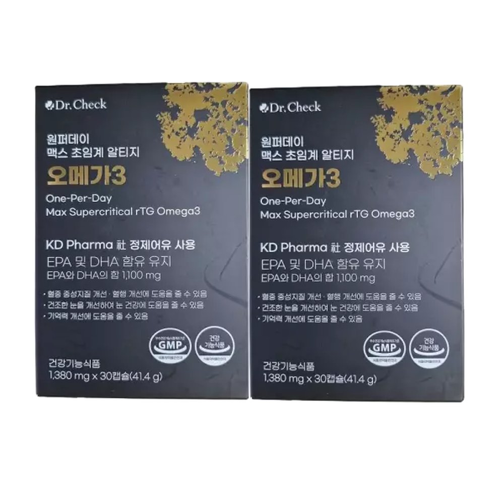 DR CHECK 원퍼데이 맥스 초임계 알티지 오메가3 1380mg x 30캡슐 2개 30정