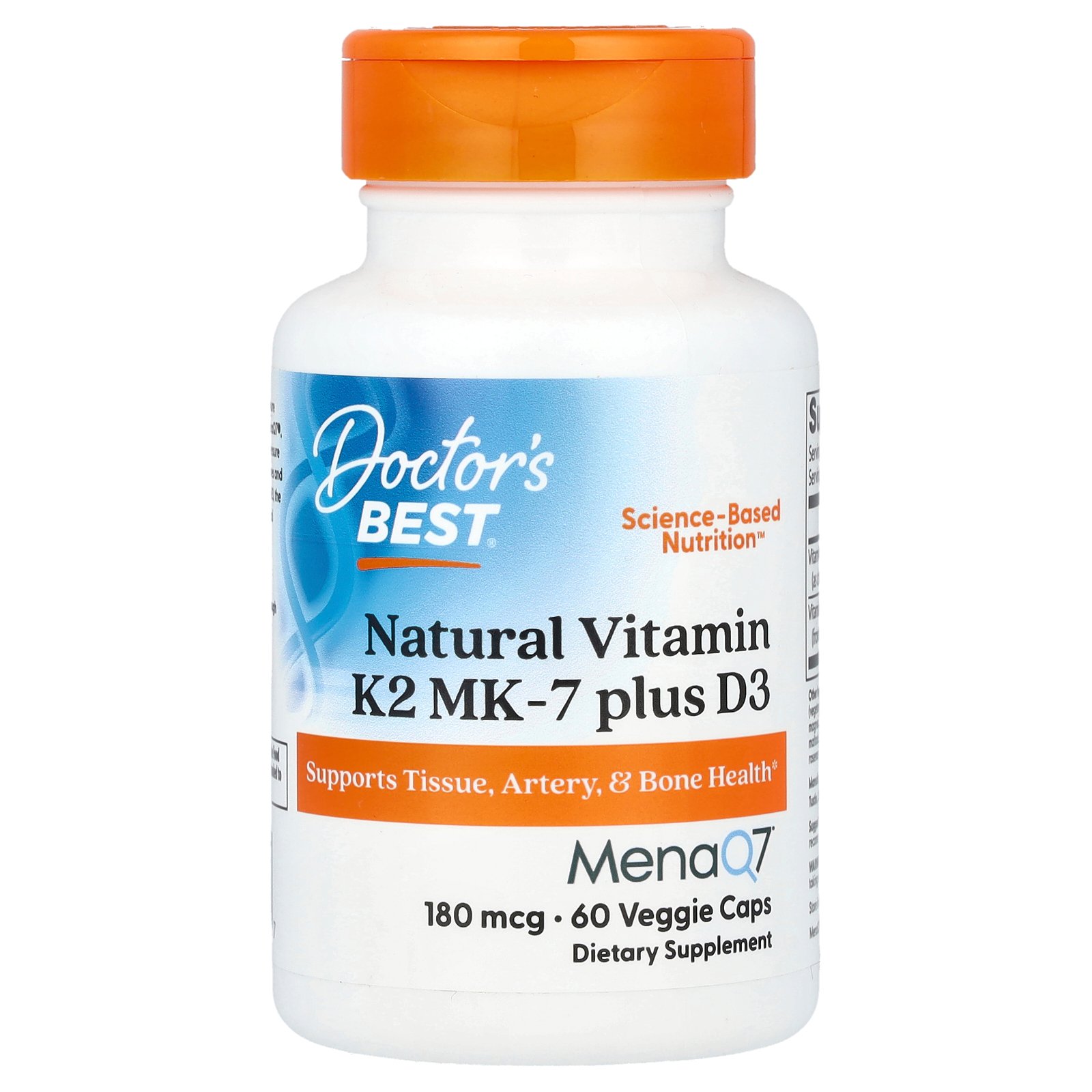 Doctor’s Best 닥터스베스트 비타민 K2 MK-7 D3 180mcg 60 베지캡슐 보충제 1개 Doctor’s Best 닥터스베스트 비타민 K2 MK