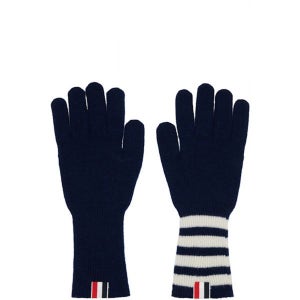 [톰 브라운] Navy Cashmere Ribbed 4-Bar Gloves 252381M135000