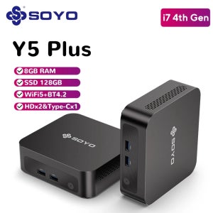 소요 Y5 플러스 미니 PC 인텔 i7 4세대 CPU, 윈도우11 프로, 8GB 램, 128GB M.2 SSD, 듀얼 4K 디스플레이 지원, 타입-C, 사무용 및 비즈니스용