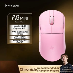 ATK A9 미니 무선 트라이 모드 게이밍 마우스 PAW3955 마스터 듀얼 8K 폴링 레이트 경량 E-스포츠 마우스 (PC FPS 게이머 선물용)