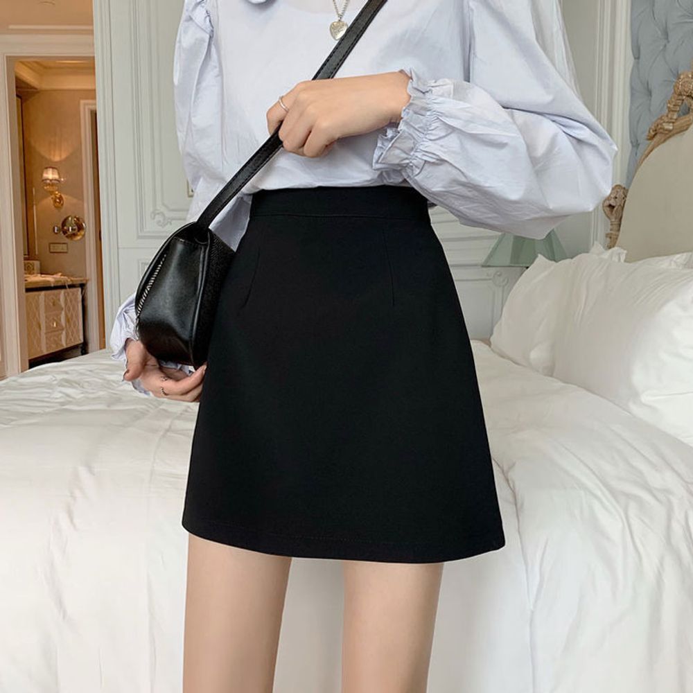 캐주얼 여자 정장 폴리 시크 치마 블랙 미니 스커트 여성 여자 코디 H라인
