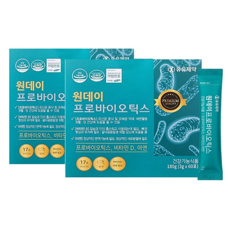 유유제약 원데이 프로바이오틱스 3g 2개 60회분