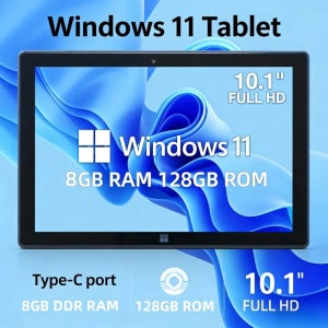 새로운 타입-C 10.1인치 윈도우 11 태블릿 PC 4GB DDR 램 64GB ROM 64비트 인텔 아톰 N3350 쿼드 코어 듀얼 카메라 1920x1200 IPS HD-MI 포