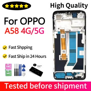 Oppo A58 5G LCD A58(중국) 디스플레이 프레임용 터치 스크린 디지타이저 어셈블리가 포함된 Oppo A58 4G CPH2577 LCD 디스플레이 테스트