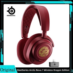 SteelSeries Arctis Nova 7 무선 드래곤 에디션, 멀티 플랫폼 게이밍 헤드셋, 2.4GHz 무선 블루투스 헤드폰, PC, PS, Mac