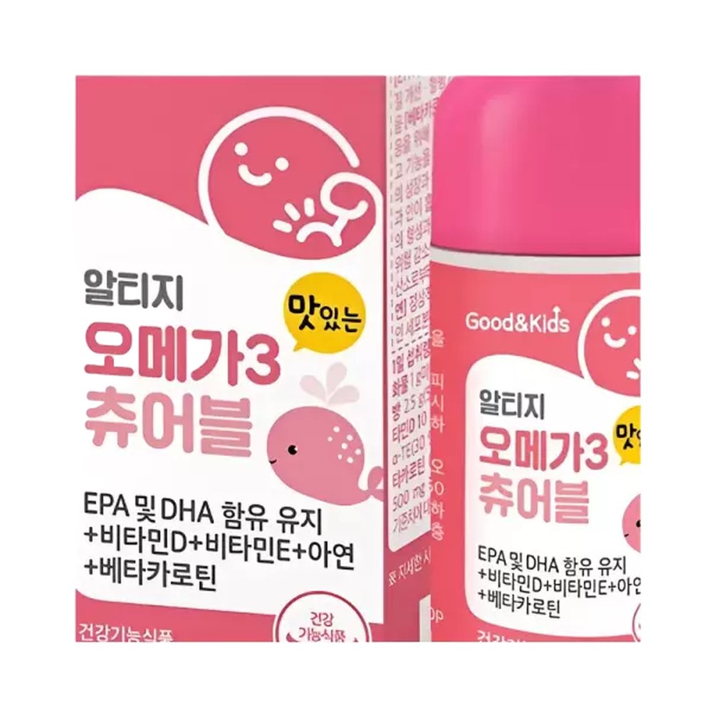 굿앤키즈 어린이 알티지 오메가3 츄어블 90캡슐 6통 6개 90정