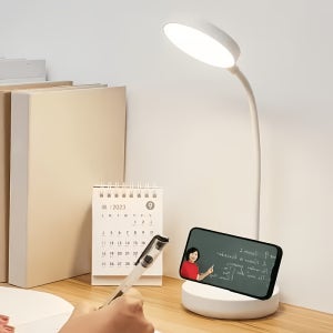 이 현대적인 LED 데스크 램프/나이트 라이트는 360° 조절 가능한 암, 3가지 색온도, 밝기 조절 기능, 충전식 800mAh 배터리를 특징으로 합니다. 사무실, 학습 공간,