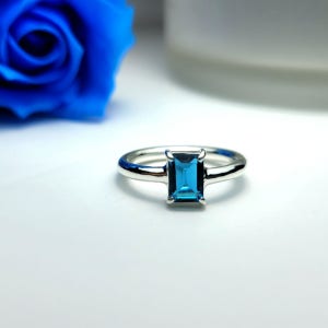런던블루 토파즈 직사각 실버반지(5mm×7mm) 에메랄드컷, 파랑은 실버주얼리