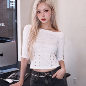 [엘엠알] 핫 픽스 아일렛 보트넥 티셔츠 WHITE BQQTSAM214WH