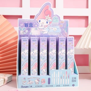 24PCS/LOT 산리오 키티 멜로디 계피 모롤 젤 펜 귀여운 0.5MM 블랙 잉크 중립 펜 홍보 선물 사무실 학용품