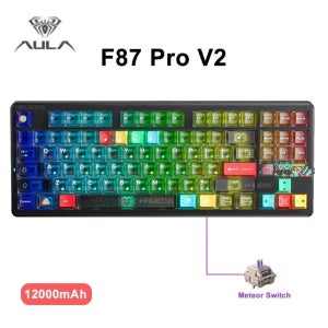 Aula F87 PRO V2 무선 게이밍 키보드 10000mAh, 8K 폴링 SOCD/MT/TGL 트라이 모드, 핫스왑 TKL 크리미 가스켓 RGB 백라이트