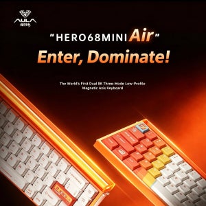 AULA HERO68 미니 에어 마그네틱 스위치 키보드 0.005mm RT 정밀 듀얼 8K 저지연 68키 RGB 무선 게이밍 키보드