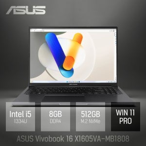 ⓒ ASUS 비보북 16 X1605VA-MB1808 8GB 512GB WIN11 / 16인치 대화면 포토샵 휴대용 업무용 대학생 노트북