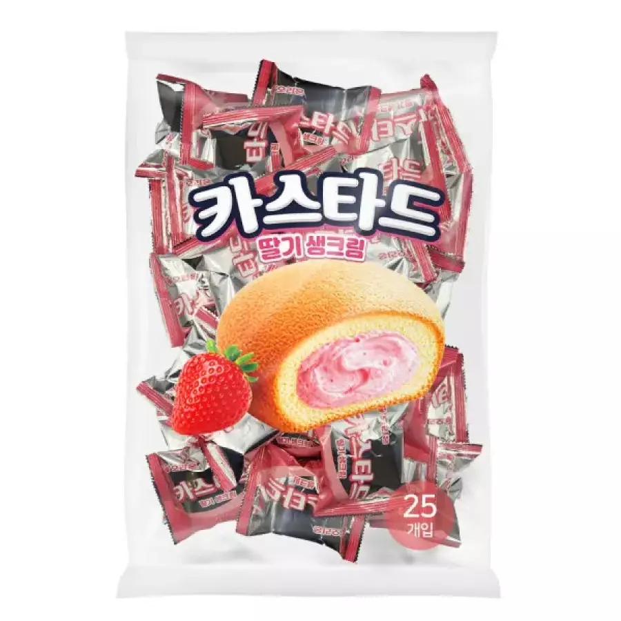 카스타드 딸기 생크림 카스테라 빵