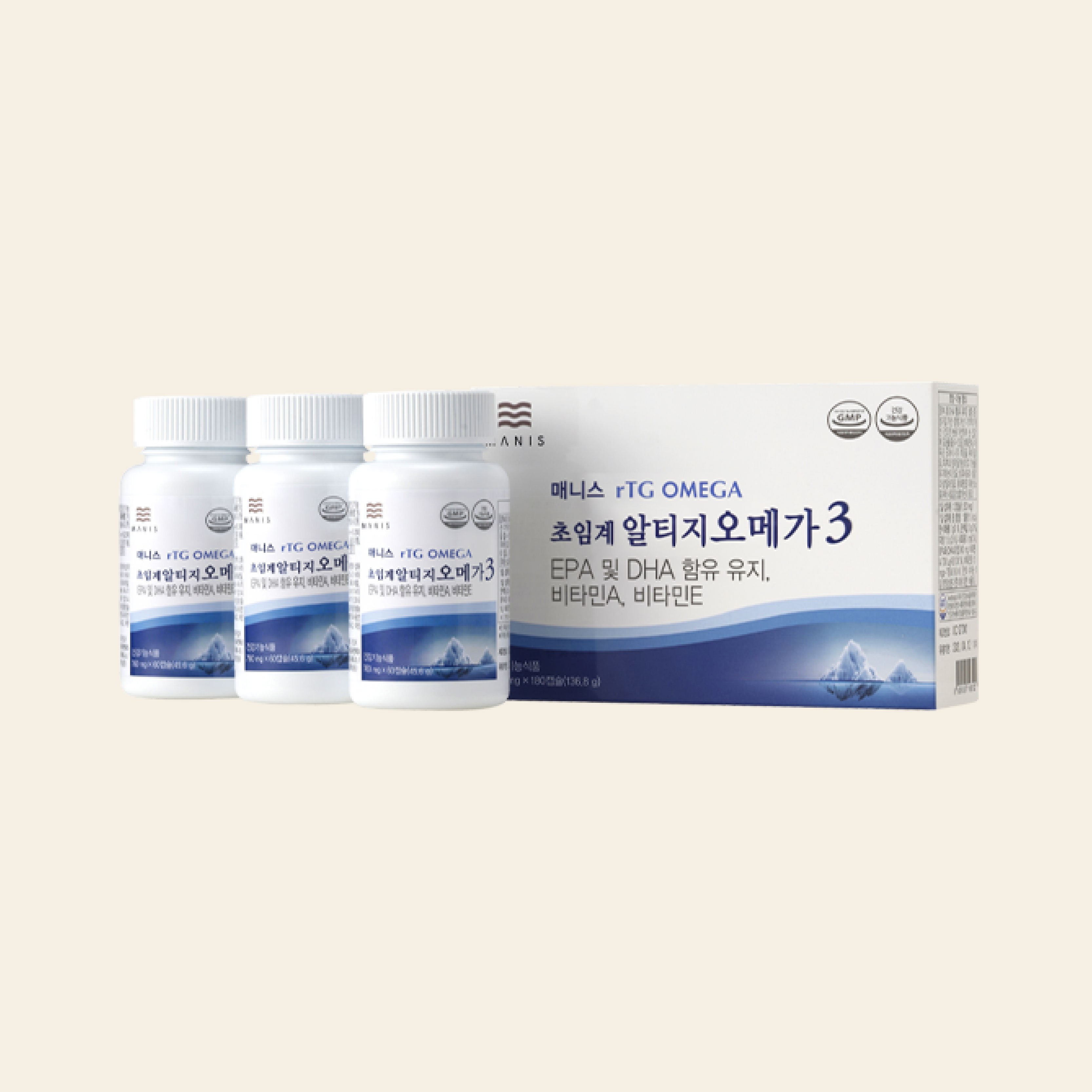 매니스 초임계 알티지 오메가3 3개 60정