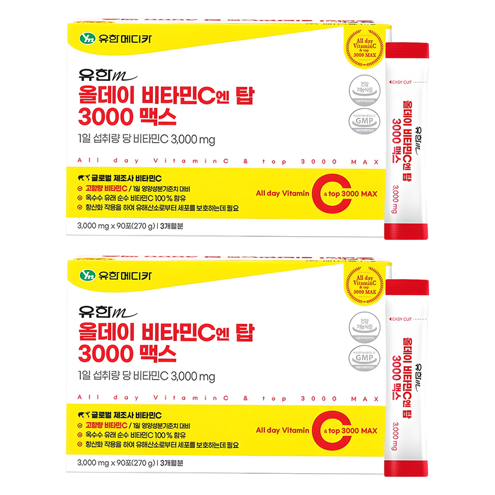 유한메디카 올데이 비타민C 엔 탑 3000 맥스 90p 270g 2개