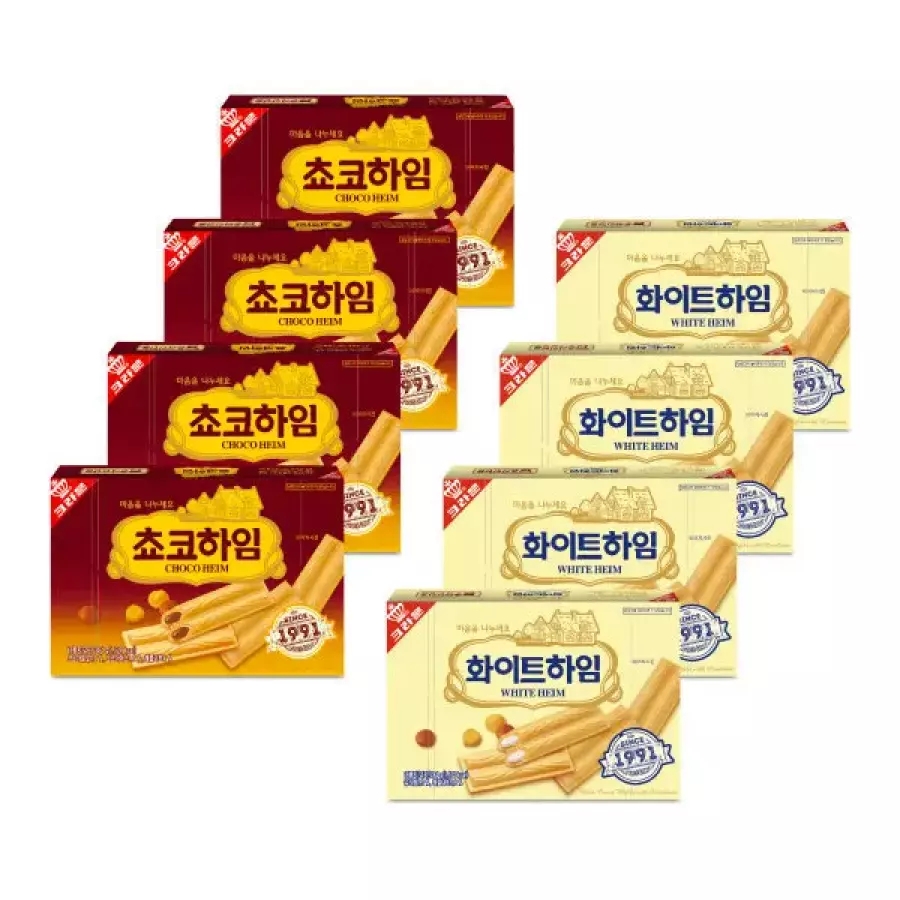 크라운 쵸코하임 142gx4개+ 화이트하임 142gx4개 (13,730원) (무료)