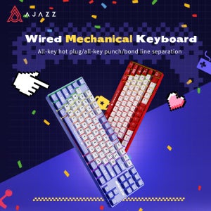 AJAZZ AK870 MC 핫스왑 가능 87키 기계식 게이밍 키보드 (새틀라이트 스위치, ABS 키캡, 유선/트리플 모드)