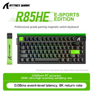 ATTACK SHARK R85HE R85 마그네틱 게이밍 키보드 0.005mm RT 정밀도 8KHz 폴링 레이트 RGB 네온 라이트박스 e스포츠 게이밍용