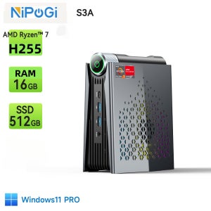 니포지 미니 PC R7 H255 4.9GHz WIFI6 BT5.2 미니 컴퓨터 LPDDR5 6400MHz PCIe4.0 SSD 2.5G LAN USB4.0 RGB 조명 탑재 미니 