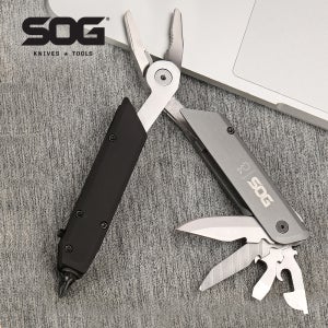 SOG 22 In 1 멀티툴 - 바톤 Q4 EDC 멀티툴 키트(접이식 펜치, 포켓 나이프, 스크루드라이버 세트, 칼집 포함)(ID1031-CP)