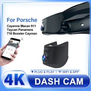 포르쉐 카이엔 Macan 911 Taycan Panamera 718 Boxster Cayman 자동차 카메라(루프 녹화 Wi-Fi 야간 투시경 포함)용 4K 대시 캠