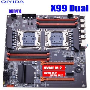 QIYIDA X99 마더보드 듀얼 X99 C612 칩은 LGA 2011-3 CPU DDR4 RAM NVME NGFF M.2 USB3.0 SATA3.0 PCI 16X를 지원합니다.