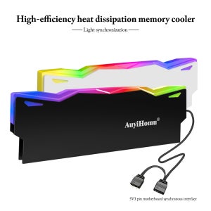 AuyiHomu RGB 히트싱크, 5V 3핀 ARGB 동기화 메모리 쿨러, PC 게임용 고효율 방열 DDR4 DDR5 RAM 히트싱크