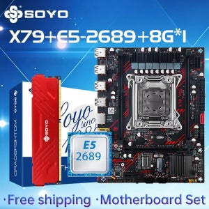 SOYO X79 게임용 마더보드 LGA 2011 세트(E5 2689 CPU 포함) DDR3 8G*1 ECC RAM 메모리 M.2 NAME 컴퓨터 부품 메인보드