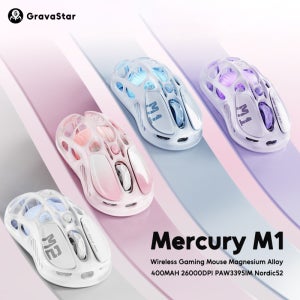 그라바스타 머큐리 M2 M1 무선 게이밍 마우스 알로이 26000 DPI PAW3395DM 센서 경량 속이 빈 디자인 RGB E-스포츠 마우스