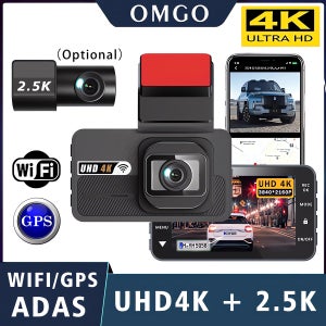 듀얼 렌즈 4K+2.5K ADAS 기능 탑재 블랙박스, 야간촬영, GPS, Wi-Fi 지원, 후방 카메라 포함