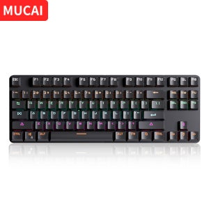 MUCAI 87 키 USB 유선 기계식 키보드 LED 백라이트 축 게임용 기계식 키보드 데스크탑 용 빨간색 스위치
