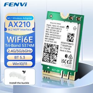 FENVI AX210 WiFi6E M.2 카드 BT5.3 트라이 밴드 5Ghz/6G/2.4G 5374Mbps 802.11AX 무선 NGFF 네트워크 WiFi 카드 노트북 PC용 W