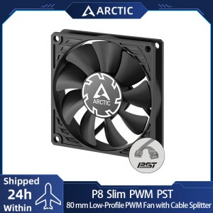 ARCTIC P8 슬림 PWM PST 검정색 80mm 팬, 압력 최적화, PWM 공유 기술(PST) 포함, 엑스트라 슬림 - 15mm, 300–3000RPM