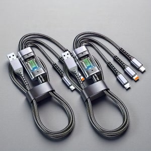 2/3개 멀티 충전 케이블 3in1 멀티 USB 충전기 고속 충전 케이블 나일론 브레이드 멀티 충전 어댑터 코드 Type C Micro USB 포트 휴대폰 태블릿용