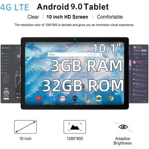 4G LTE T4 안드로이드 9.0 태블릿 10.1인치 3GB 램 32GB 롬 GSM 64비트 MTK8765 쿼드코어 CPU 1280 X 800 IPS 5000mAh