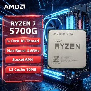 AMD Ryzen 7 5700G 100% 새제품 AMD R7 5700G CPU 4.6GHz 8코어 16스레드 16MB L3 캐시 소켓 AM4 프로세서 (패키지 없음)