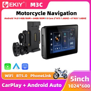 EKIY 5인치 안드로이드 14.0 무선 CarPlay 모토 안드로이드 오토 GPS 오토바이 내비게이션 대시보드 4GB+64GB BMW R1200GS R1250GS용