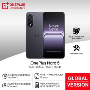 월드 프리미어 OnePlus Nord 5 글로벌 버전 스마트폰 50MP LYT-700 카메라 1.5K AMOLED 디스플레이 스냅드래곤 8s Gen 3 OxygenOS 15