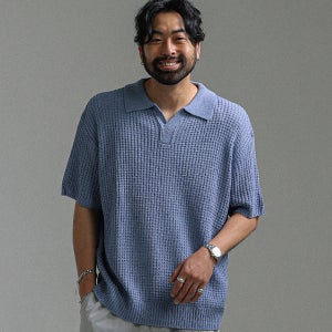 (L-5XL)시나크 오픈카라 반팔니트 S002[OKK 빅사이즈]