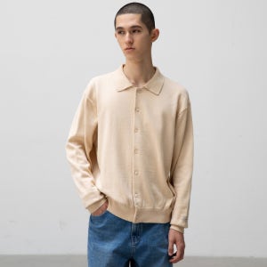 [어나더 오피스] Scape Knit Polo Cardigan (Almond Milk) AOEFKN005BG
