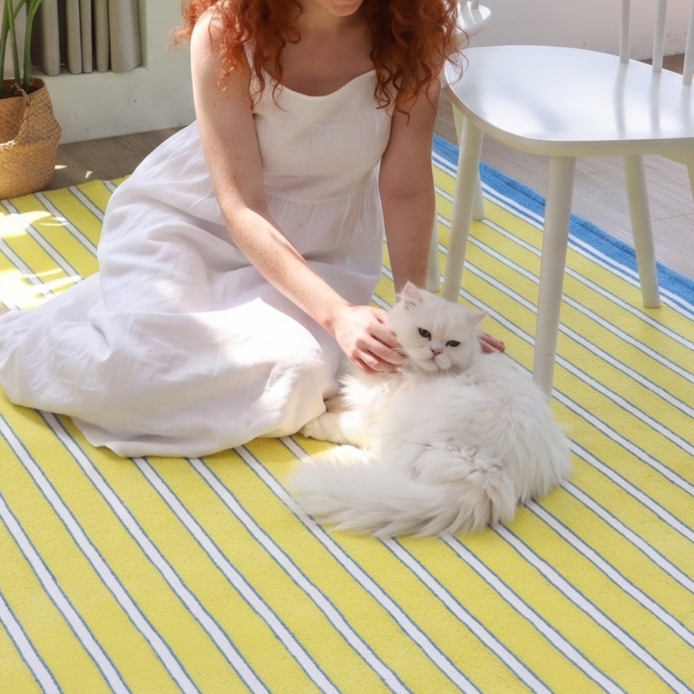 엄마가만든집 레브 사계절 단모 거실 러그 워셔블 먼지없는 스트라이프 50x150cm 대표 이미지