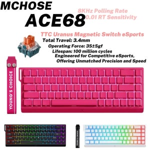 MCHOSE ACE68 마그네틱 키보드 유선 기계식 ACE60 Pro 게임용 0.01mm RapidTrigg 8000Hz SOCD/Rs 0.125ms 128K 샘플링 속도