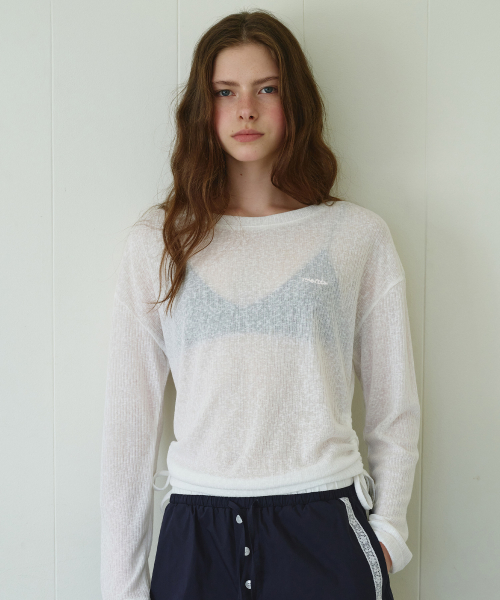 [로라로라] SHEER LONG SLEEVE TOP WHITE 5010207624