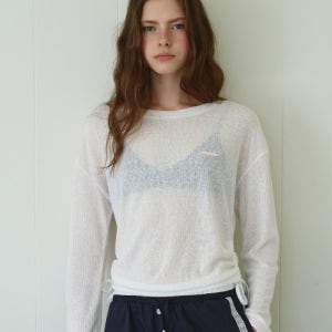 [로라로라] SHEER LONG SLEEVE TOP WHITE 5010207624