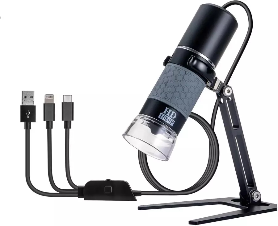 모스탄 1080P 휴대용 디지털 현미경 조절 가능한 스탠드가 있는 50-1000배율 USB Android Mac Windows PC와