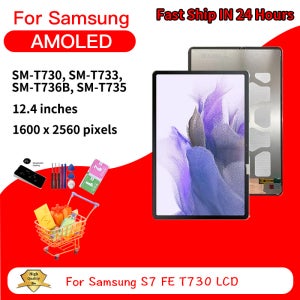 12.4인치 삼성 탭 S7 FE T730 T733 T735 T736B용 새 LCD 디스플레이 패널 터치 스크린 디지타이저 어셈블리 교체
