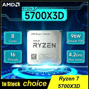 AMD 라이젠 7 5700X3D 벌크 CPU (X570 B550용) 8코어 16스레드 3GHz 최대 4.1GHz 105W AM4 CPU DDR4 라이젠 5000 시리즈 프로세서