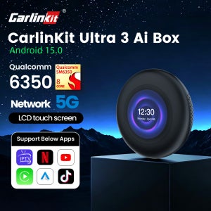 새로운 CarlinKit Ultra3 박스 안드로이드 15 SM6350 무선 카플레이 안드로이드 오토 어댑터 넷플릭스 유튜브 훌루 IPTV 블루투스 Wi-Fi GNSS 지원